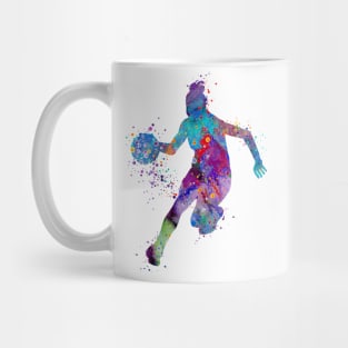 Girl Basketball Watercolor Painting Art Print Gifts Mug